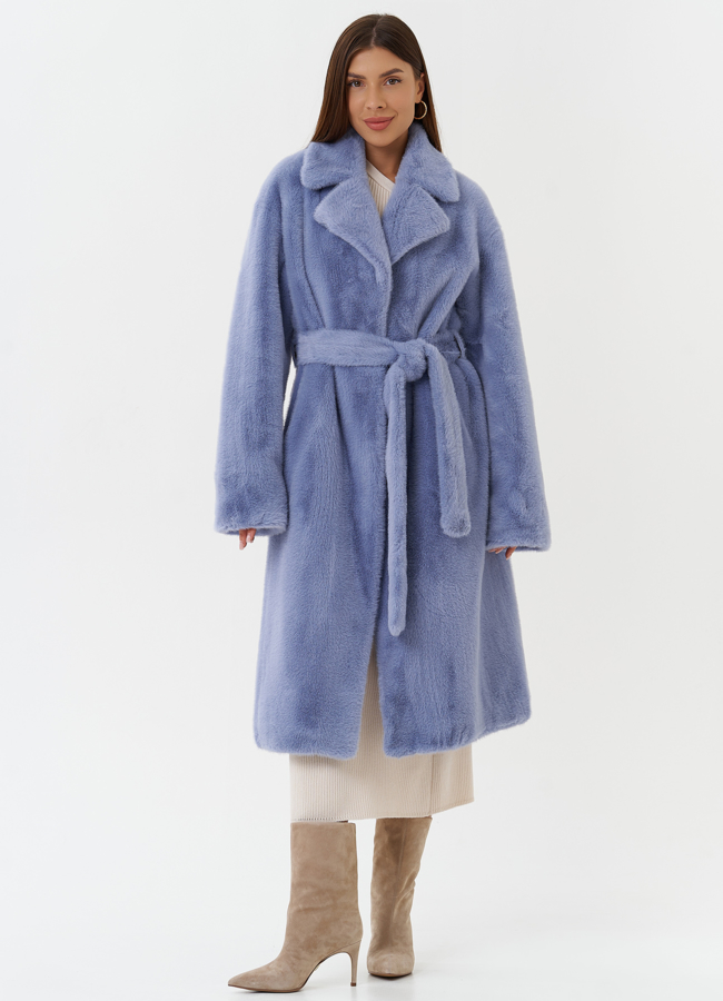 фото Пальто из эко меха с английским воротником модель № 27723