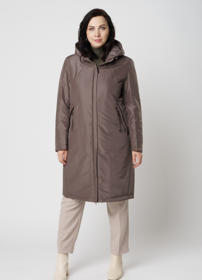 фото Полупальто женское серого цвета модель № 2011