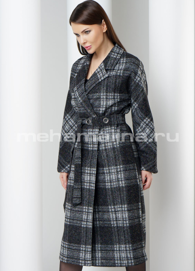 Пальто в клетку  модель № BP-146 универмаг малина