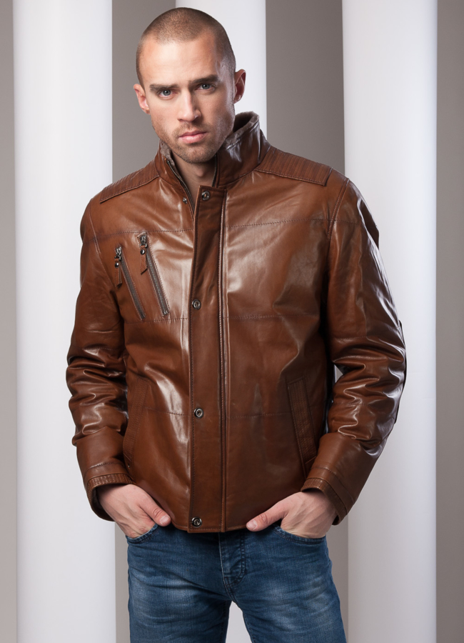 Кожаная дубленка  модель № DM-38 в кредит