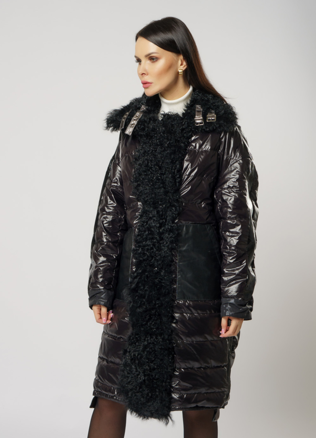 фото Пуховик двусторонний на пуговицах с английским воротником  модель № 237