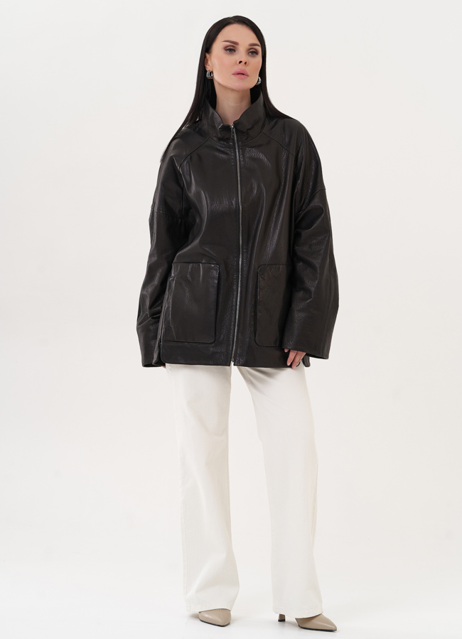 фото Куртка оверсайз из натуральной кожи модель № 27138