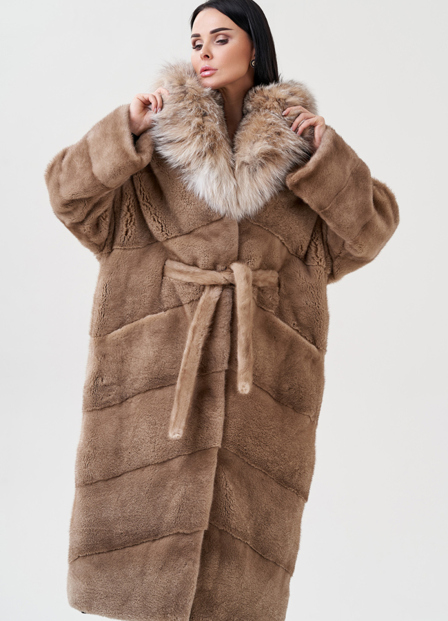 Норковая шуба с рысью модель № 23079 универмаг малина