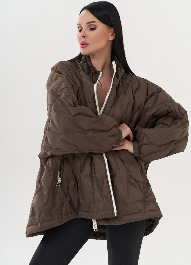 Женская куртка оверсайз в коричневом цвете модель № 26668 универмаг малина