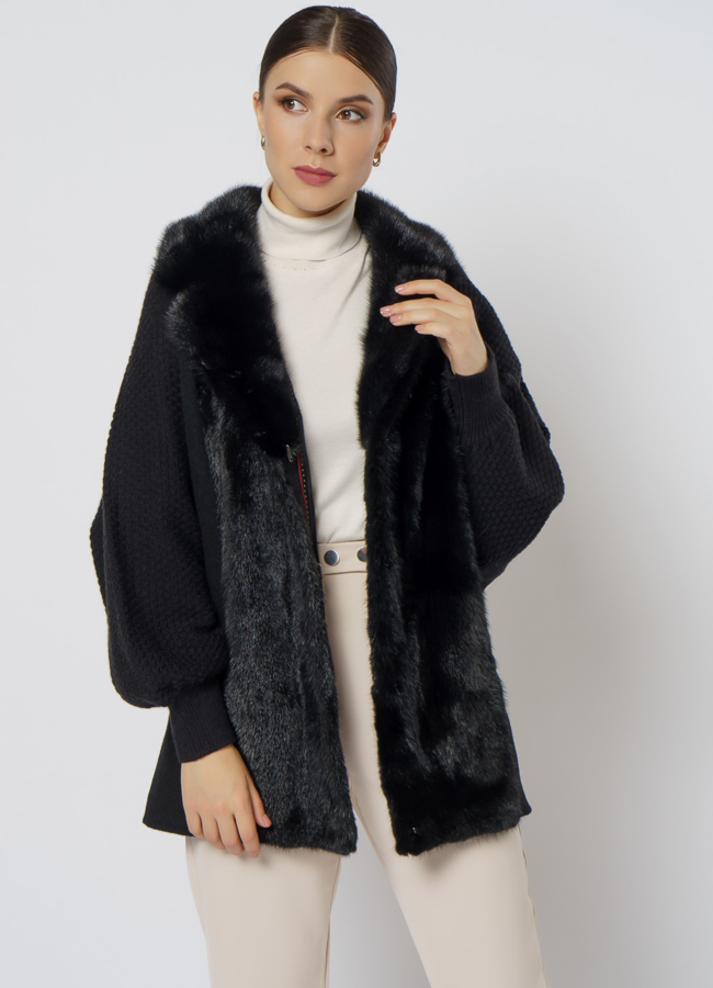 Короткий кардиган черного цвета модель № 2021-1/2 универмаг малина