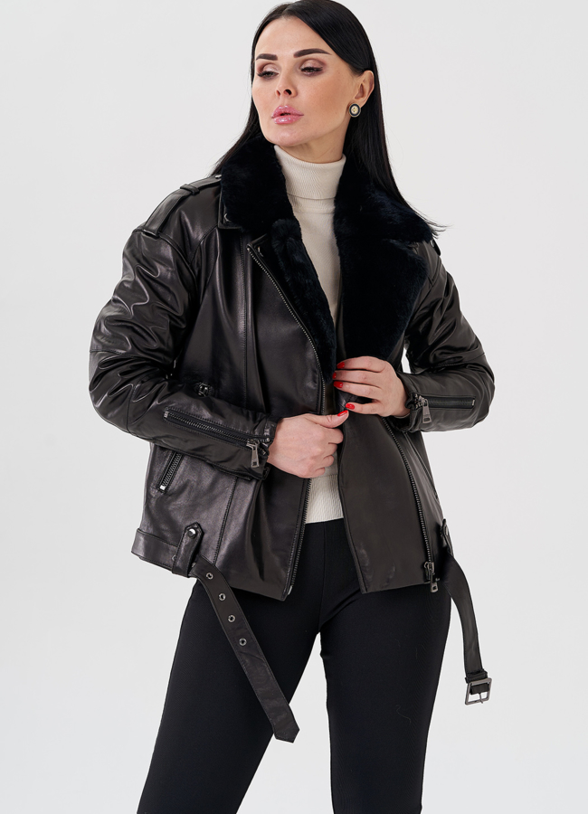 Женская куртка - косуха из натуральной кожи модель № 24083 в кредит