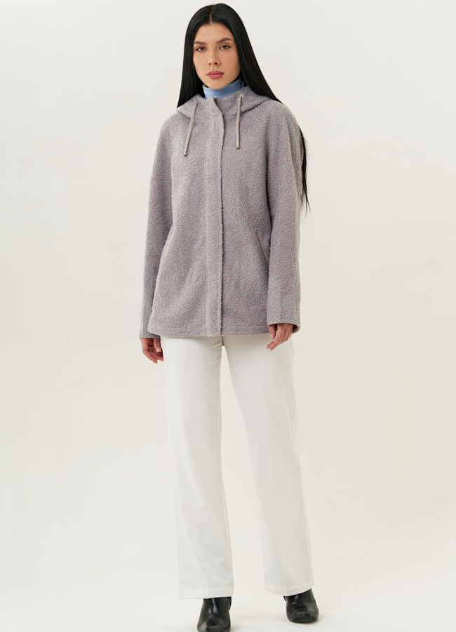 фото Женское двустороннее полупальто-парка с капюшоном модель № 22309