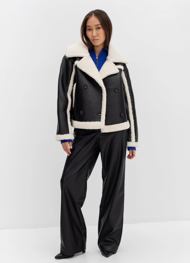 фото Укороченная дубленка из эко кожи модель № 40211