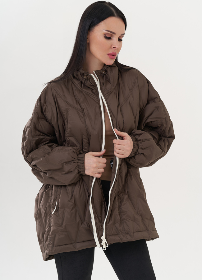 Женская куртка оверсайз в коричневом цвете модель № 26668 универмаг малина