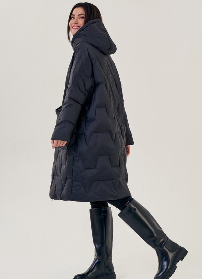 Женский пуховик оверсайз  модель № 23227 меха малина