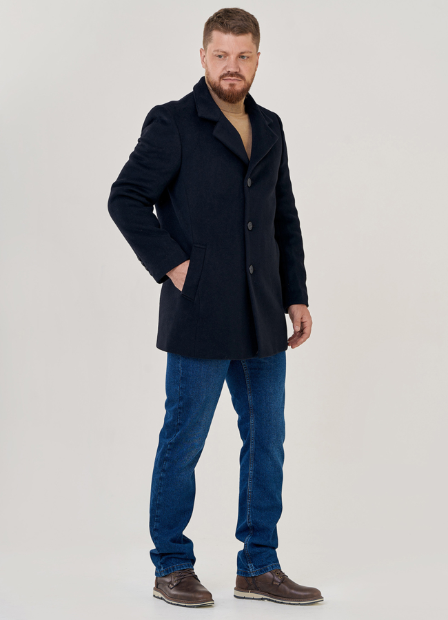 Утепленное мужское пальто в черном цвете модель № 23214 универмаг малина