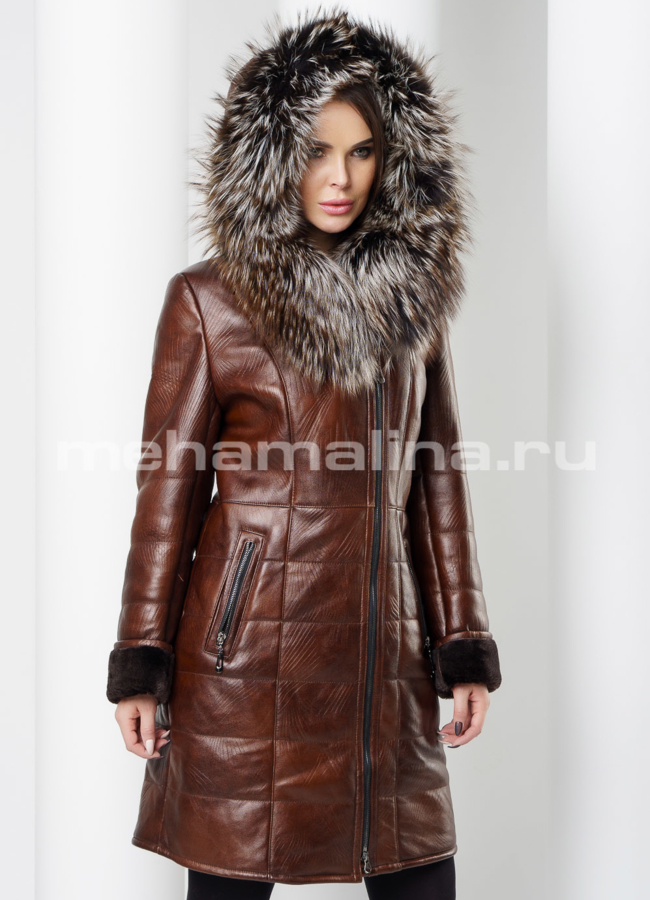 Женская дубленка модель № D-184 универмаг малина