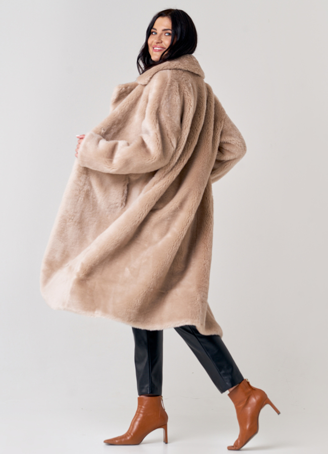 Пальто из шерсти в бежевом цвете модель № 21146 универмаг малина