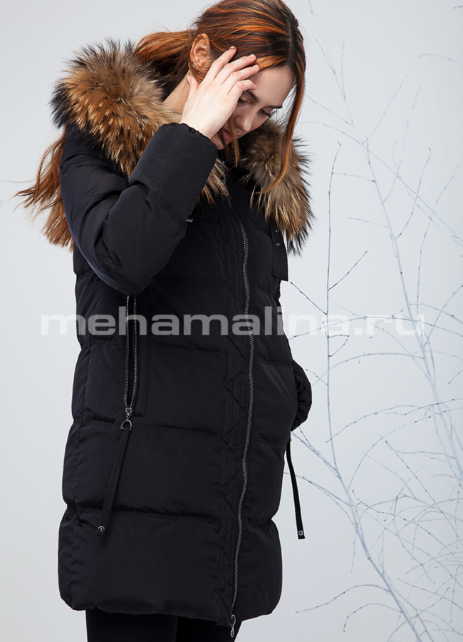 Пуховик с мехом енота модель № П-174 в рассрочку