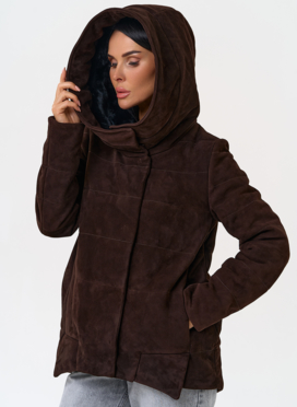 Куртка с капюшоном из натуральной замши