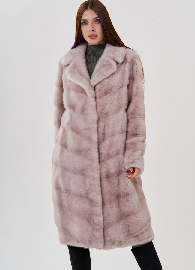 Светлая норковая шуба с английским воротником модель № 23298 универмаг малина