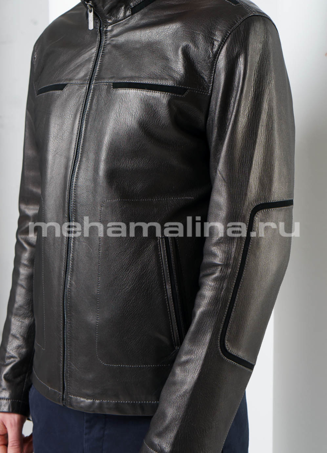 Мужская кожаная куртка модель № KP-207 универмаг малина