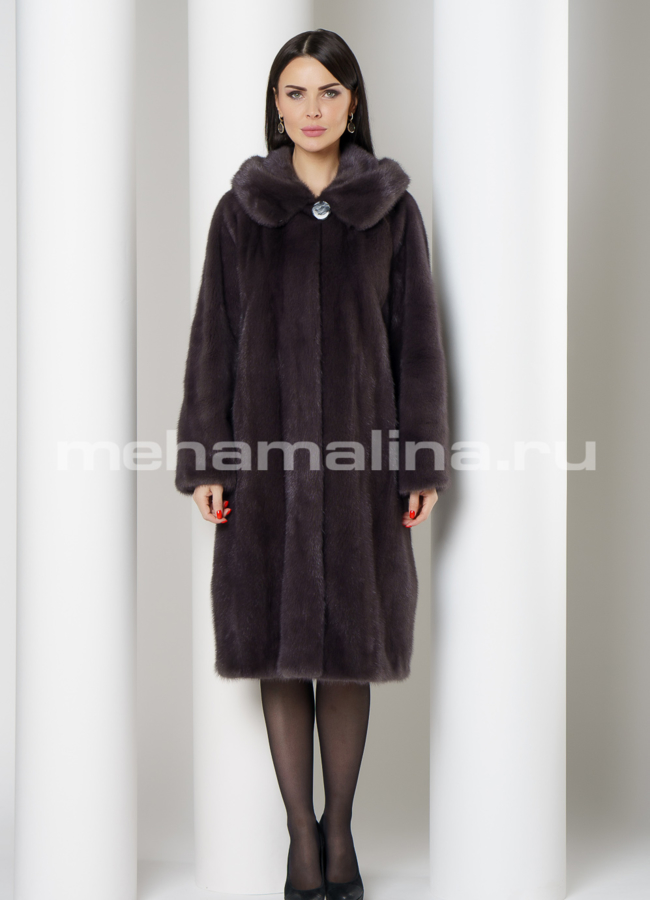 Норковая шуба в цвете ирис с капюшоном модель № S-1110 в кредит