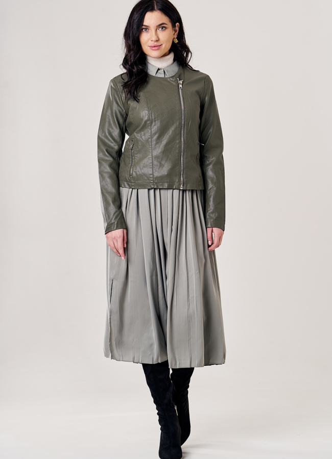 Куртка из эко кожи зеленого цвета модель № 20507 в кредит