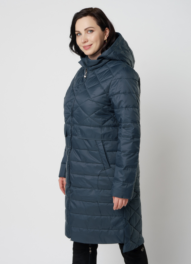 Женское демисезонное пальто зеленого цвета модель № 20596 универмаг малина