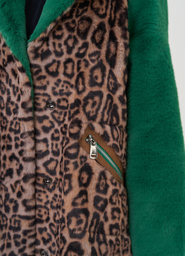 Пальто с анималистичным принтом из эко меха модель № 24916 универмаг малина