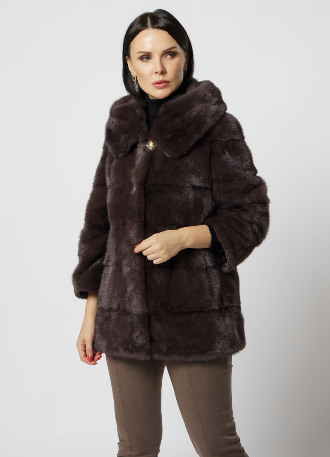Укороченная норковая шуба с капюшоном 2 в 1 модель № S-840 универмаг малина