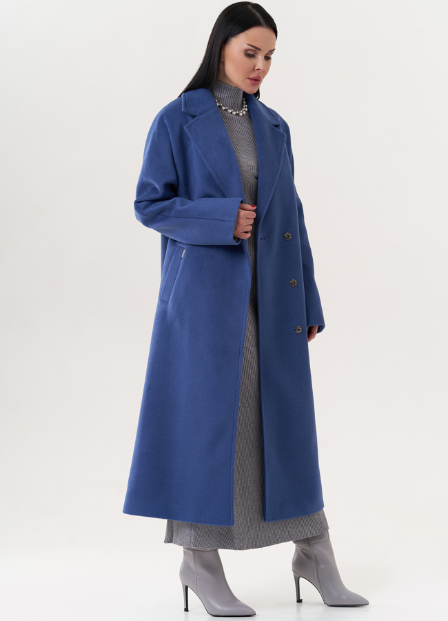 Удлиненное пальто с поясом модель № 26833 в рассрочку