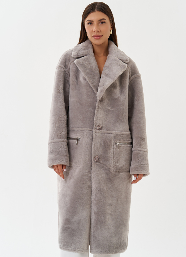 Двухсторонняя эко дубленка с английским воротником модель № 27774 универмаг малина