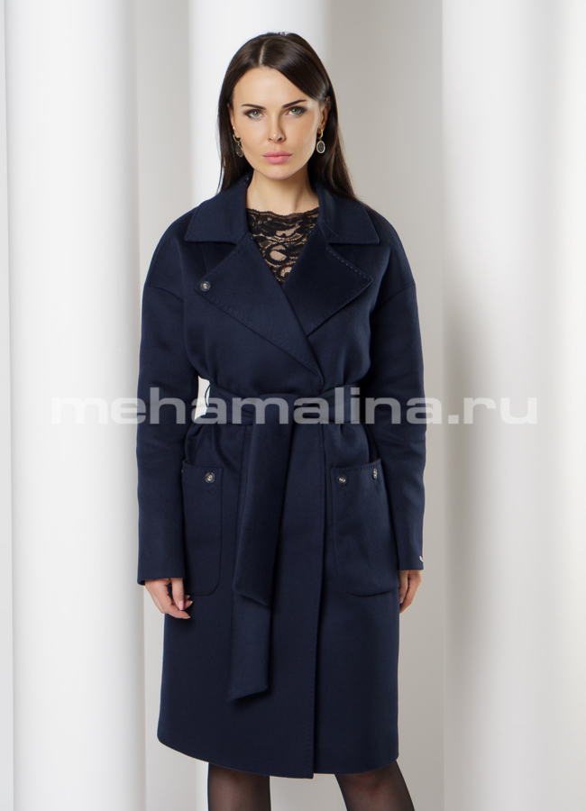 фото Зимнее утепленное пальто с отделкой из норки модель № 030