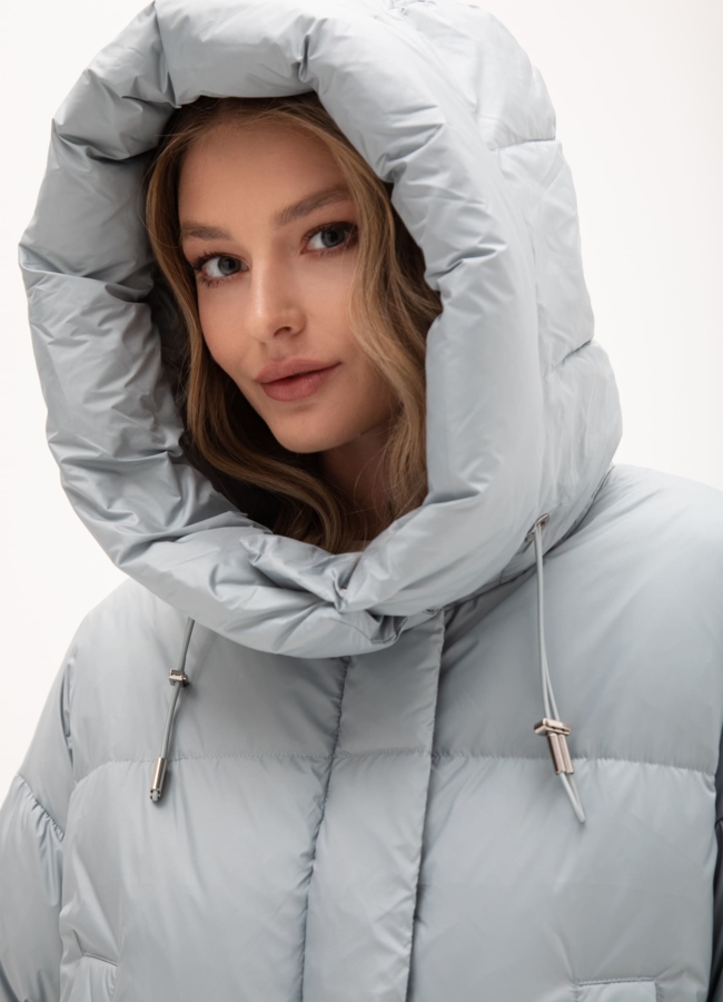 Женский пуховик с капюшоном  модель № 25763 универмаг малина