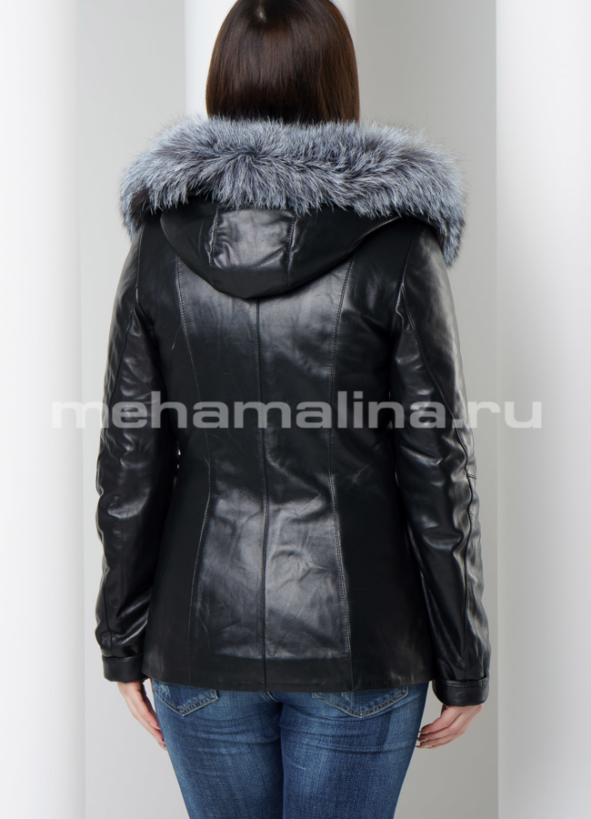 Кожаная куртка с чернобуркой модель № K-425 в кредит