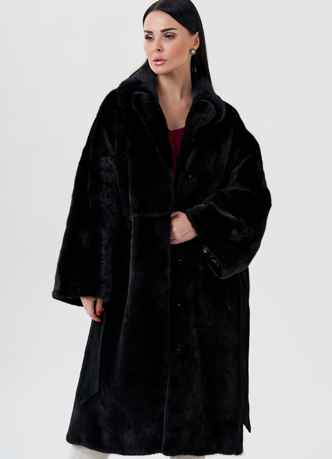 Шуба из норки с английским воротником  модель № 23986 универмаг малина