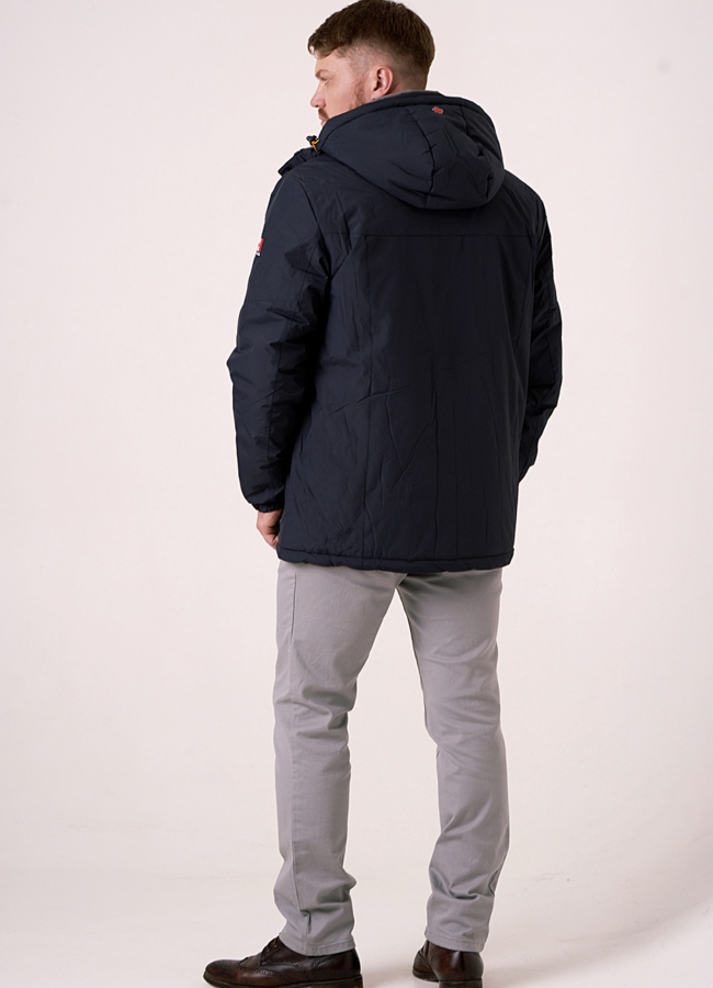 фото Пуховик мужской синего цвета со съемным капюшоном модель № 19-05