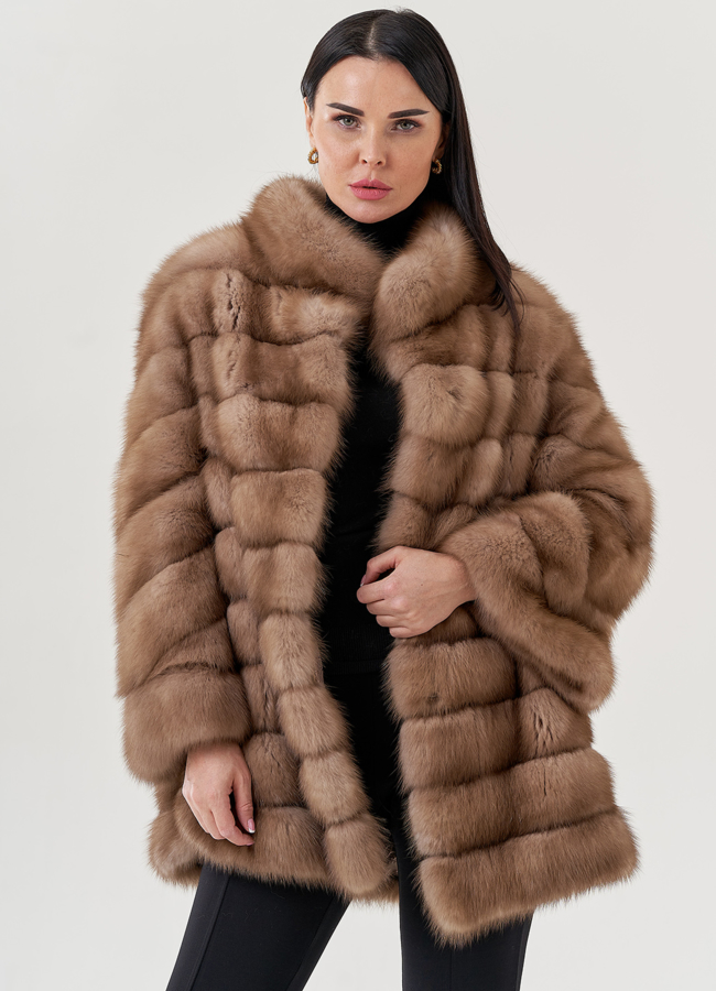 Короткая шуба из куницы в цвете тор-тор модель № 77589 универмаг малина