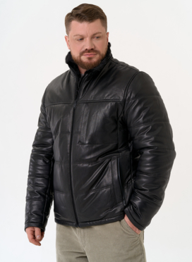Куртка из натуральной кожи черного цвета