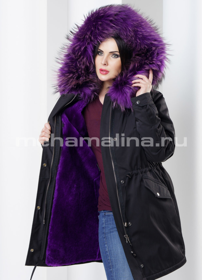 Женская парка Malina siberian wear модель № П-53 меха малина