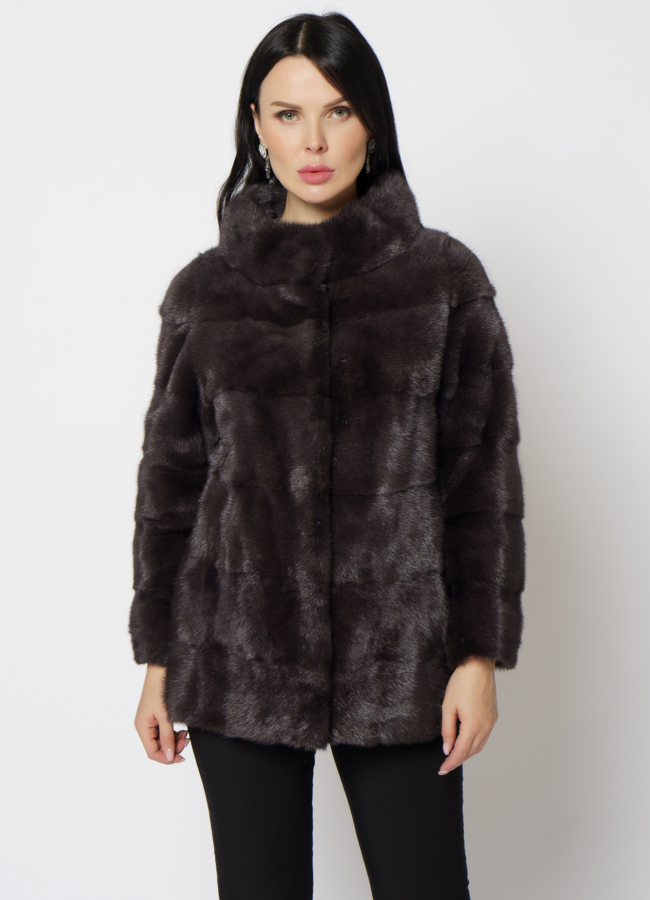 Норковая шуба в цвете уголь модель № 17321 универмаг малина