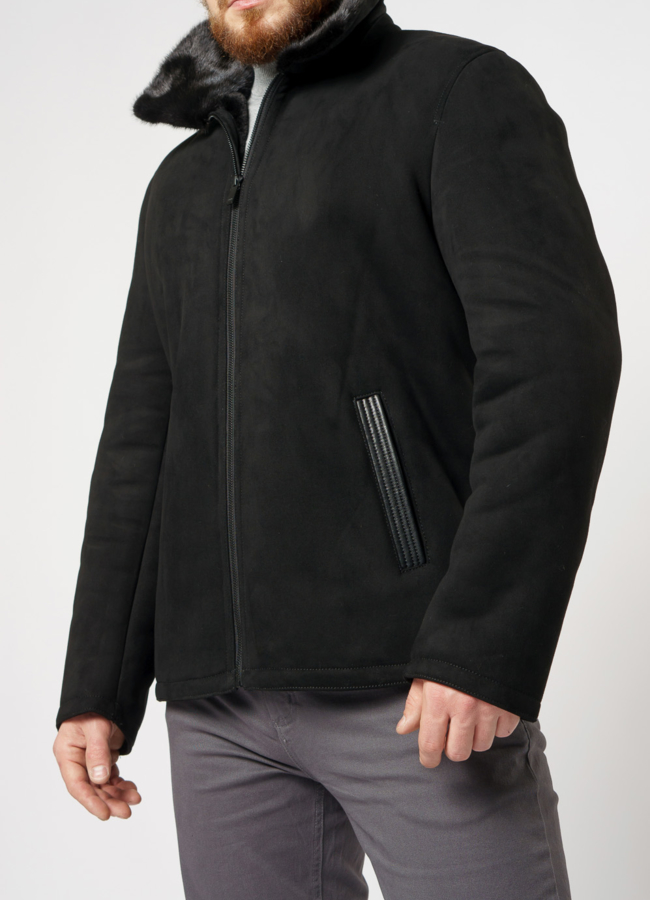 Дубленка из эко замши с отделкой норка модель № 7099 в рассрочку