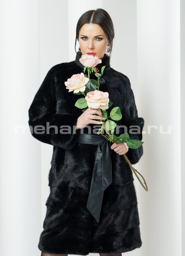Норковая шуба модель № S-453 меха малина