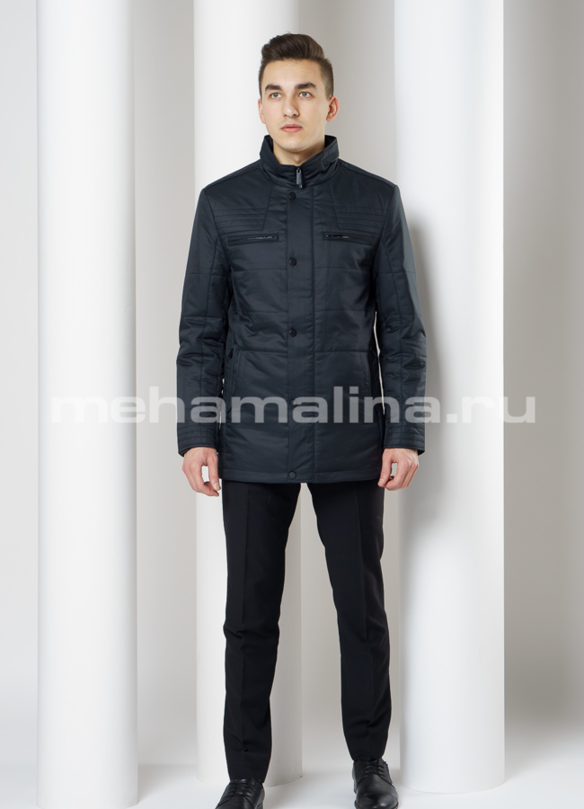 Куртка прямого силуэта темно-синего цвета модель № 8602 в кредит
