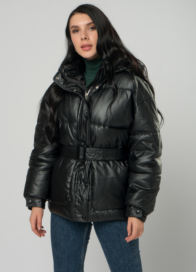 Теплая куртка из искусственной кожи модель № 73426 универмаг малина