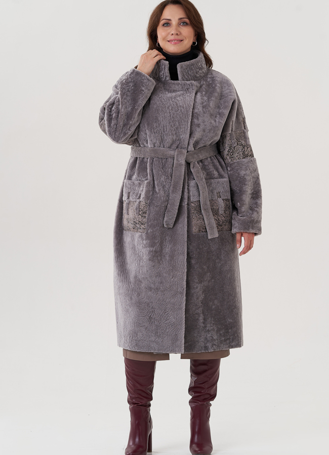 Женская дубленка с воротником стойка модель № 82473 в рассрочку