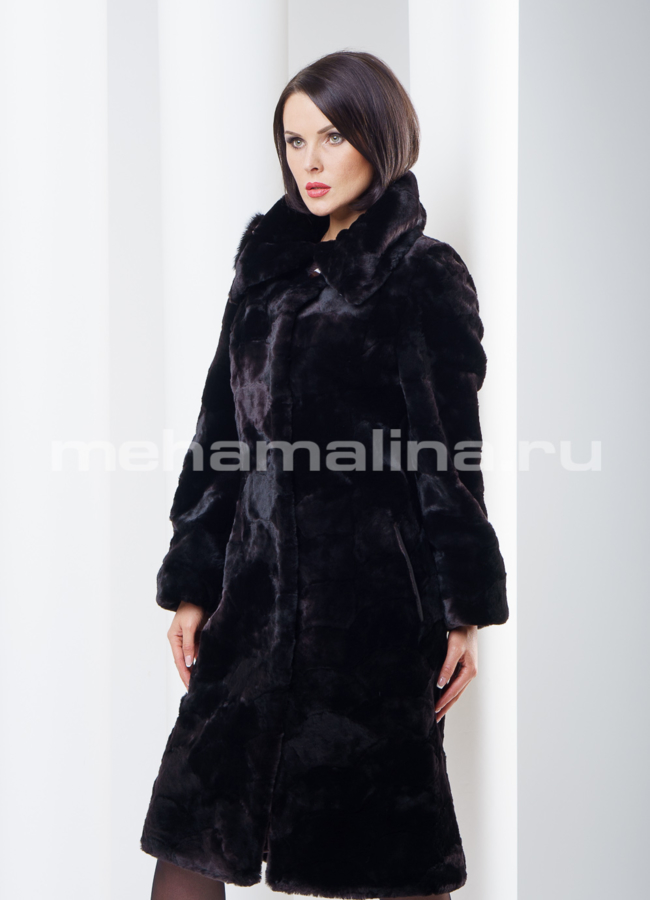 Шуба из частей мутона с воротником модель № S-258 в рассрочку