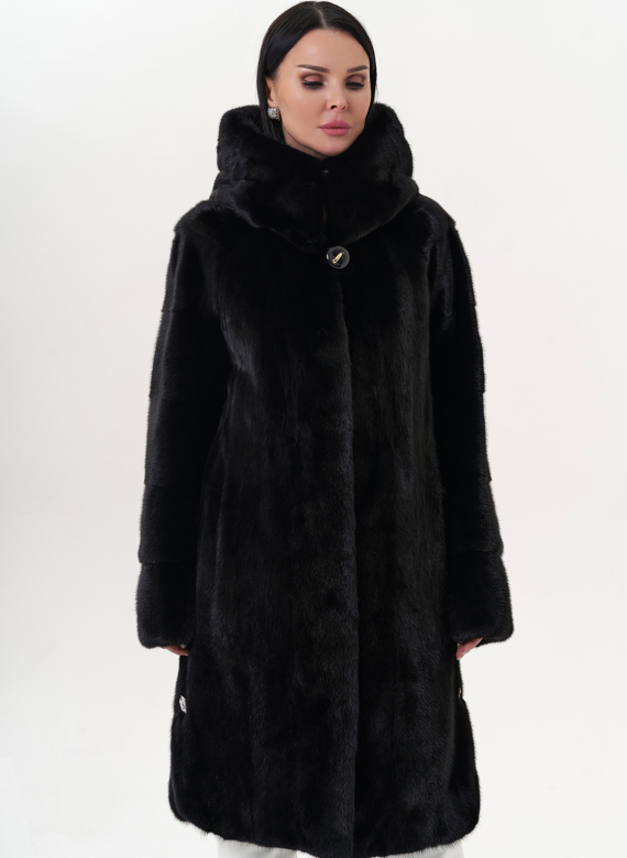 Норковая шуба черного цвета
