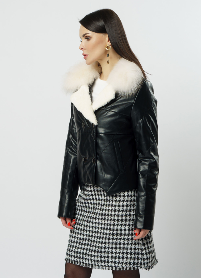 Черная куртка из искусственной кожи модель № 20542 универмаг малина