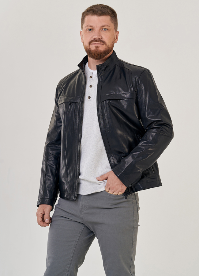 Мужская кожаная куртка  модель № 23143 в кредит
