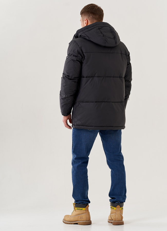 Пуховик мужской черного цвета с капюшоном  модель № 79622 в кредит