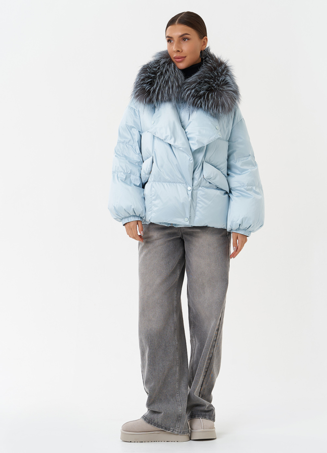 Куртка с мехом енота модель № 28831 универмаг малина