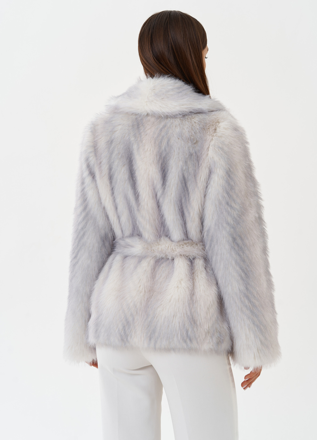 Женская шуба из эко меха с градиентом модель № 28646 универмаг малина