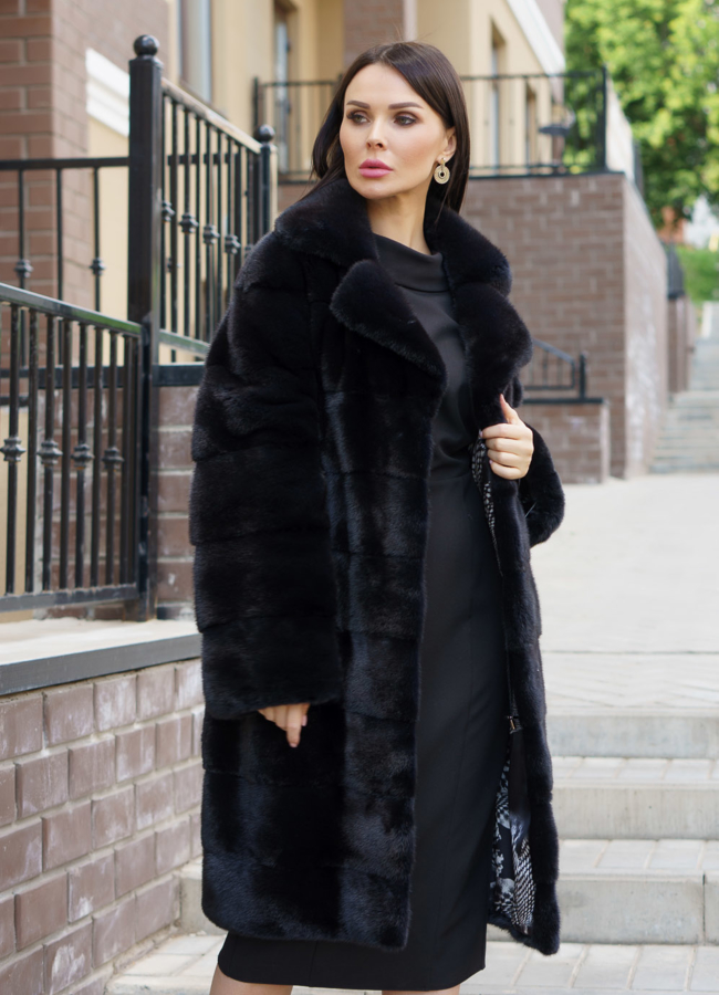 Шуба норка модель № S-573 меха малина